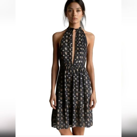 Wilfred Halter Style Black Floral Mini Dress XS - Picture 10 of 14